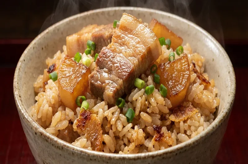 【メレンゲの気持ち】豚バラ大根炊き込みご飯の作り方 てぬキッチンのレシピ