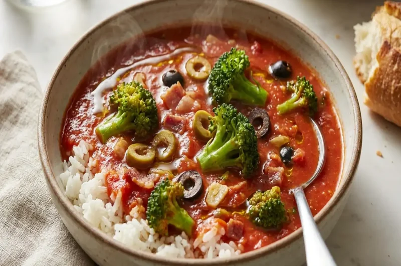 【土曜は何する】ブロッコリーとオリーブのトマトスープかけご飯の作り方 有賀薫先生のレシピ（3月13日）