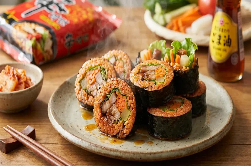 【超無敵クラス】魔改造辛ラーメンキンパ（韓国風海苔巻き）の作り方  アレンジレシピ （3月16日）