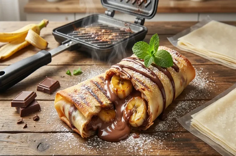 【ざわつく金曜日】春巻きの皮チョコバナナクレープの作り方  ホットサンドメーカーレシピ（3月19日）
