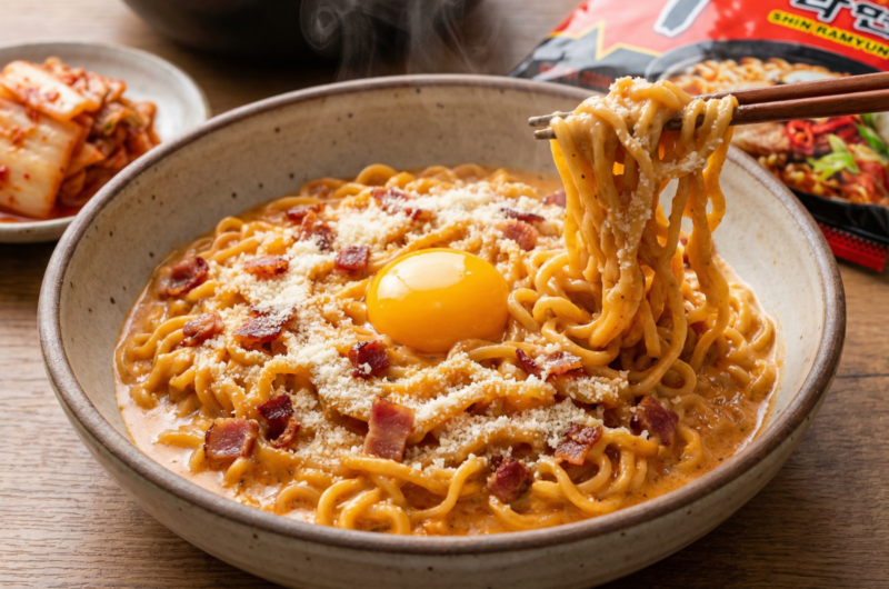 【超無敵クラス】魔改造辛ラーメンカルボナーラ アレンジレシピ （3月16日）