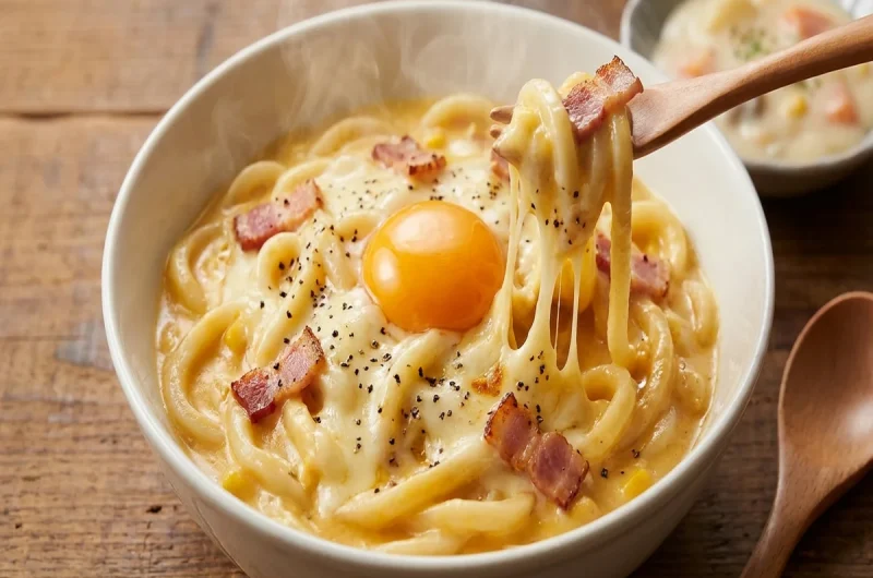 【家事ヤロウ】クリ粉ダブルチーズうどんの作り方 冷凍うどんレシピ（4月6日）