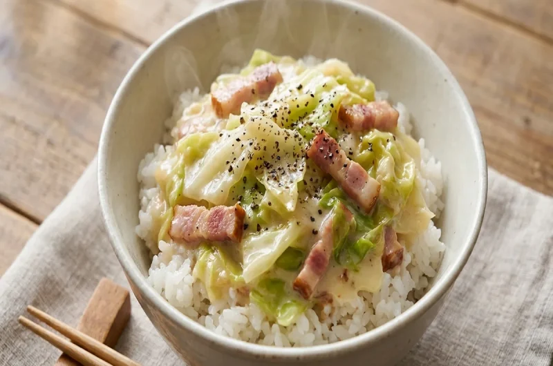 【王様のブランチ】春キャベツの豆乳クリーム丼の作り方 リモバト5分丼レシピ（4月10日）