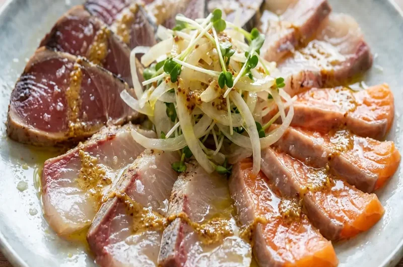 【笑ってこらえて】山崎育三郎カルパッチョ〜炙りマスタード仕立てのレシピ