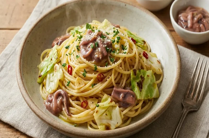 【ラヴィット】キャベツと塩辛のペペロンチーノパスタの作り方 ロバート馬場さんレシピ