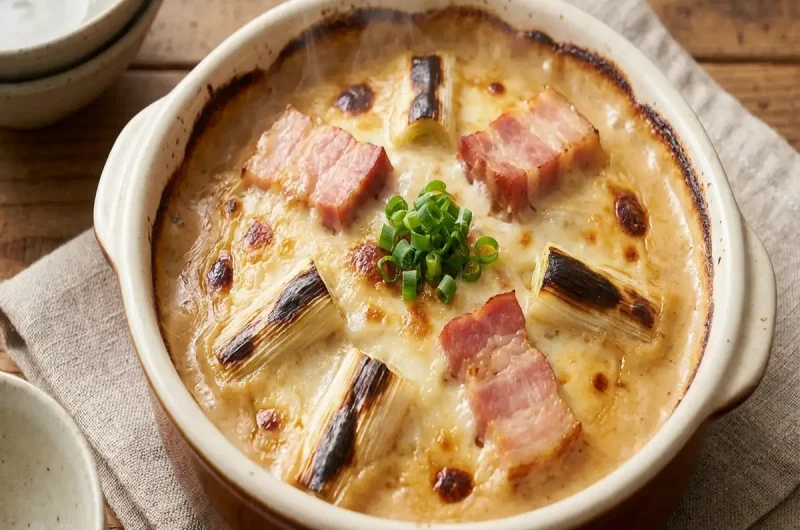 【きょうの料理】ねぎと厚切りベーコンのグラタン作り方 どいちなつさんのレシピ（2022年2月23日）