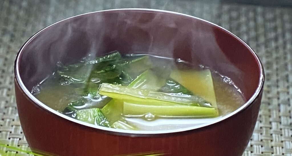 小松菜の炒め味噌汁