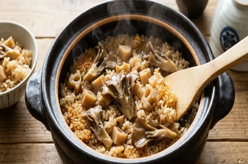 【きょうの料理】まいたけとれんこんの炊き込みご飯のレシピ 栗原心平さんの豚かたまり肉料理（2022年5月2日）