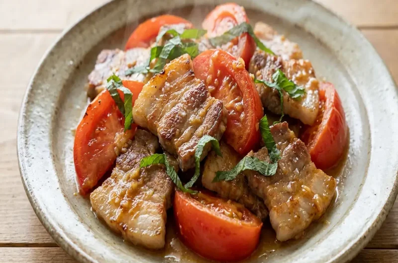 【きょうの料理】トマトと豚の塩しょうが焼きの作り方井原裕子さんのレシピ（2022年8月2日）