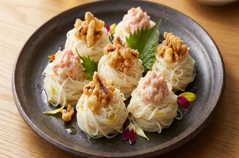 【サタプラ】オードブル風そうめん（イカ形てんぷら×明太子ポテサラ）のレシピ  サタデープラス 2022年7月30日