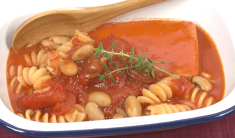 豆とランチョンミートのトマトシチュー きょうの料理