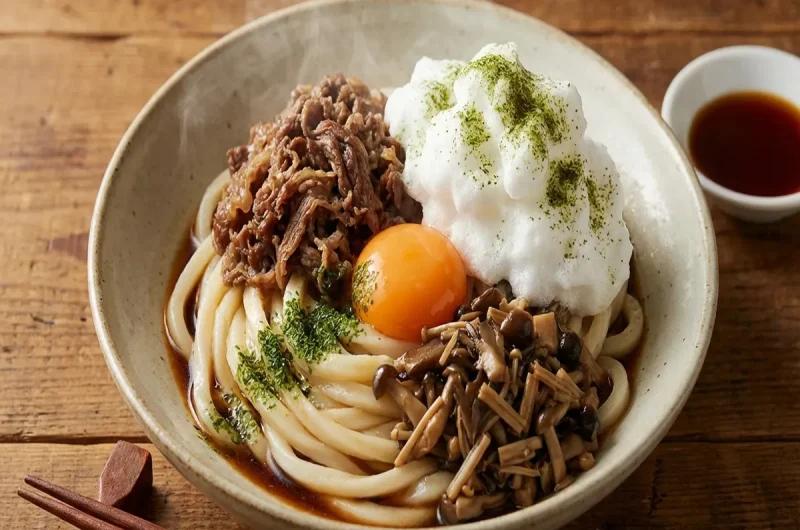 【ジョブチューン】肉ときのこの変わり釜玉のレシピ 「切麦や甚六」冷凍うどんアレンジバトル （2022年9月17日）