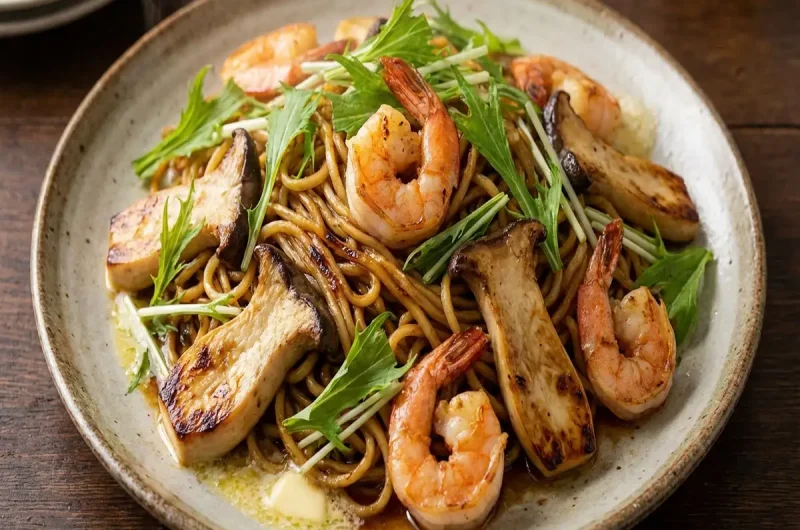 【ラヴィット】エビとエリンギのバター焼きそばたけだバーベキューレシピ（2022年10月26日）