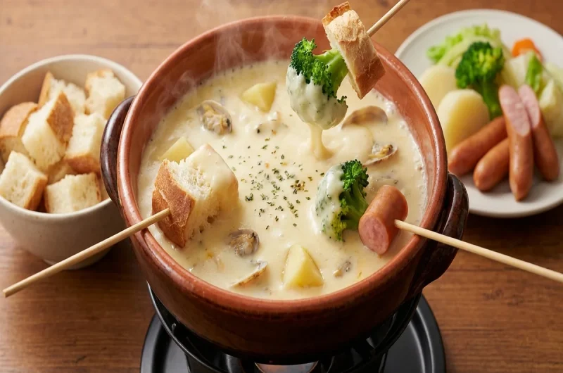 【あさイチ】チーズフォンデュ（クラムチャウダー粉末スープ使用）のレシピ ポカポカ汁物・スープのツイQ楽ワザ