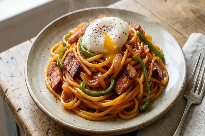 【めざまし8】ワンパンナポリタン（モチプルナポリタン）のレシピ 谷原章介さんの定番料理