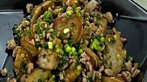 里芋のザーサイひき肉炒め
