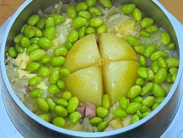 【相葉マナブ】枝豆たっぷりポテトサラダ風釜飯のレシピ 釜1グランプリ 2025年7月6日 6 edamamepotetosalad