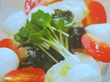 【家事ヤロウ】和風カプレーゼのレシピ 加藤茶綾菜夫妻の減塩料理2025年8月12日 6 wafukapureze0812