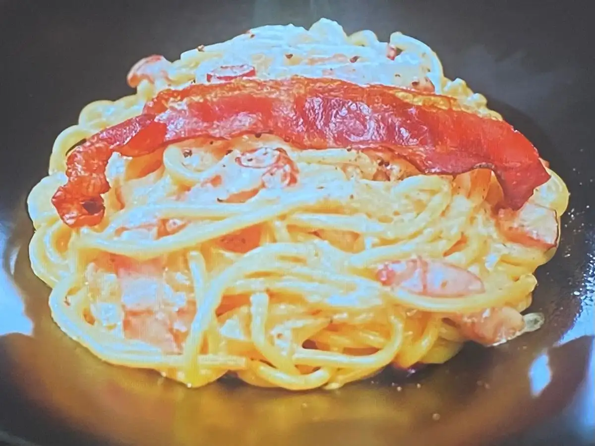 【ざわつく金曜日】カルボナーラ3品 カルボナーラエクストラ・悪魔のカルボナーラ・究極のカルボナーラお店1月9日 8 悪魔のカルボナーラ